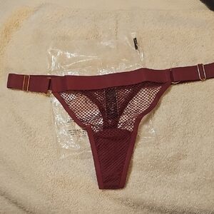 Victoria's Secret Deep Red Mesh Thong